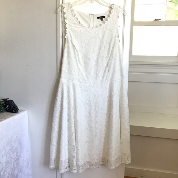 CITY STUDIO Lace Fit & Flare Dress Sleeveless White Women’s Plus Size 22W 1X - Picture 2 of 16
